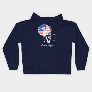 4th of July happy independence day America tiger Kids Hoodie